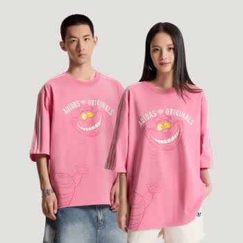 阿迪达斯（adidas）三叶草 短袖男女同款2026夏季迪士尼联名款透气宽松运动休闲T恤 KY6270 粉色/纯棉 L 男生合适,女生选小一码