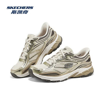 斯凯奇（Skechers）银翼丨复古老爹春夏季新品防滑男女透气闪穿减震跑步鞋运动休闲 自然色/金色/NTGD 37