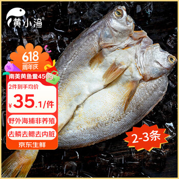 黄小渔南美海捕黄鱼鲞450g/2-3条三去大黄鱼黄花鱼生鲜鱼类烤鱼烧烤食材