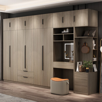 梵帝莱实木衣柜多层板推拉门现代简易简约卧室床头衣柜滑移趟门大衣橱