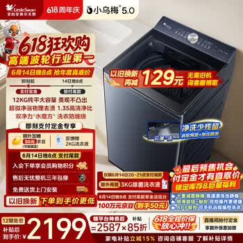 小天鹅（LittleSwan）【价保618】小乌梅5.0 波轮洗衣机全自动家用 12KG大容量纯平 超微净泡 TB12K60 以旧换新京东自营