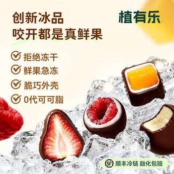 植有乐鲜果脆巧冰 草莓芒果树莓网红水果巧克力脆皮冰淇淋激凌零食冷饮 【到手4袋】双巧树莓70g*4