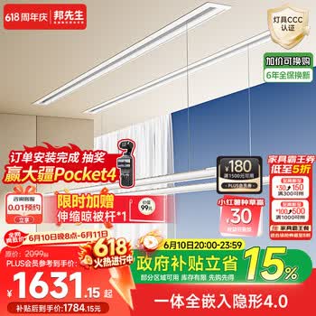 邦先生隐形电动晾衣架智能晾衣机隐藏式嵌入式阳台晾衣杆S31（2米）双杆
