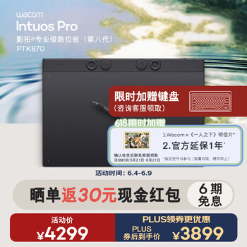 Wacom数位板 手绘板 手写板连电脑绘画板 专业级 无线蓝牙电子绘图板 影拓Pro第八代大号 PTK870