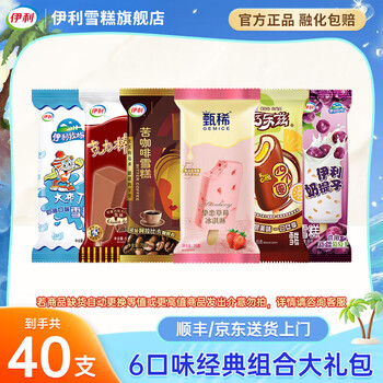 伊利冰淇淋【马思纯同款】甄稀巧乐兹苦咖啡四个圈奶提子雪糕大布丁 40支（共2500克）