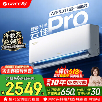 格力空调 云佳pro/天仪pro 1.5匹 新一级能效 变频冷暖 纯铜管 省电舒适风 卧室空调挂机 家电国家补贴 1.5匹 云佳pro 新一级能效 纯铜管 冷酷外机