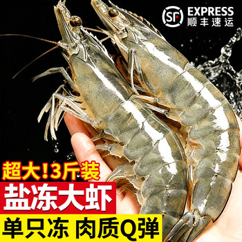 朵芙【当日发】虾 国产青岛大虾 青虾鲜虾海虾冰虾生鲜  虾类白虾 鲜活速冻 3斤(净重)  14-16cm大虾