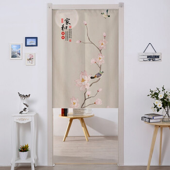 山水画门帘屏风卧室走廊挂帘半帘隔断帘门头室内风水半截帘子 麻雀