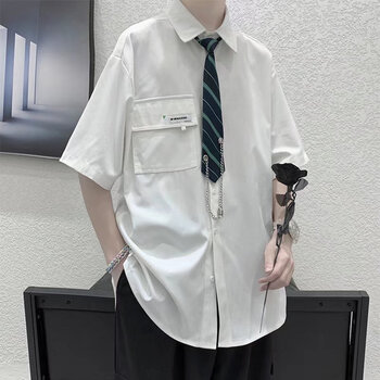 坐悠dk制服夏季衣服初中生高中生大学生学院风白衬衫男短袖痞帅休闲