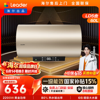 统帅海尔出品国家补贴电热水器60升 LD5金 镁棒长效耐用一级能效节能省电储水式大水量家用京东自营