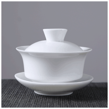 盖碗茶杯陶瓷茶具 茶碗青花瓷功夫茶具泡茶器三才碗带盖白瓷套装 百川