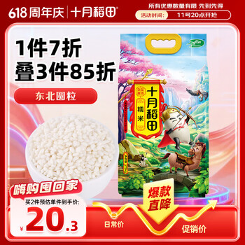 十月稻田 糯米 5斤 新米 东北圆粒糯米 五谷杂粮米 包粽子糯米粉  端午