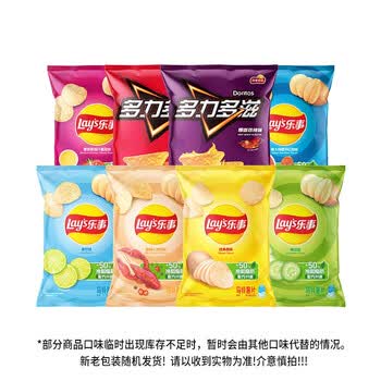乐事（Lay's）京东限定零食组合 薯片奇多多力多滋混合大礼包 休闲零食 双王炸联名包376g