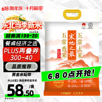 十月稻田 寒地之最 五常香米 五常大米 20斤（东北大米 10kg/公斤）