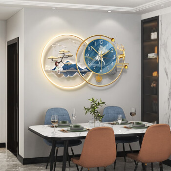 美世达（MEISD）轻奢挂钟客厅2023新款家用钟表餐厅简约大气装饰个性时钟表挂墙 灯光款大号：62*37CM