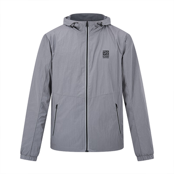 多威（Do-win）运动夹克男新款运动梭织连帽拉链外套跑步运动服外套 银灰色 M