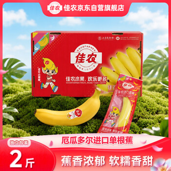佳农厄瓜多尔进口香蕉 1kg（约5-6根）生鲜水果礼盒装 单根蕉