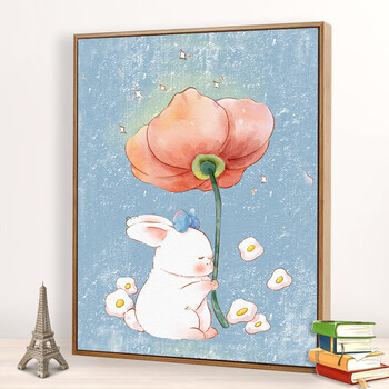 兔子花卉diy数字油画填色手绘涂色手工填充油彩装饰画系丙烯 虞美人