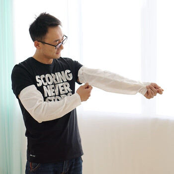 护袖男薄款纯棉布宽松加肥手臂套袖套男士 夏季开车护袖套 白色 l