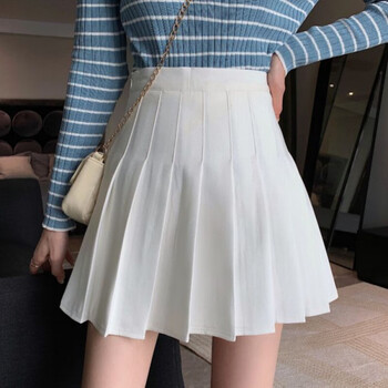 上颜下色学生短裙百褶裙半身裙大码裙子夏天女夏季耐高腰感 白色 xs 
