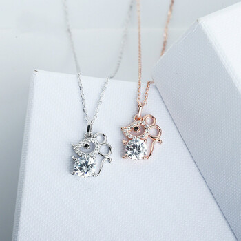 xtx项链女s小老鼠项链女满钻氧立方锆石本命年鼠年项饰韩版可爱生肖白