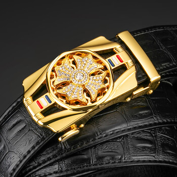 彬巷品牌新款时来运转男士皮带真牛皮青年中年扣裤腰带年轻人潮流礼盒