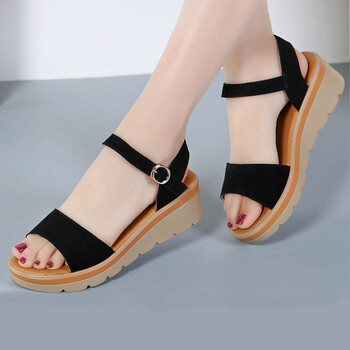 宛杉奕凉鞋女夏运动凉鞋女学生平底女士松糕厚底凉鞋休闲一字带罗马