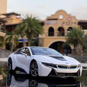 天才学霸车模1:24宝马i8跑车金属玩具汽车模型合金车摆件 白色i8