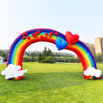 卡通充气拱门六一儿童幼儿园航天气模学校庆典商场开业活动彩虹门 可