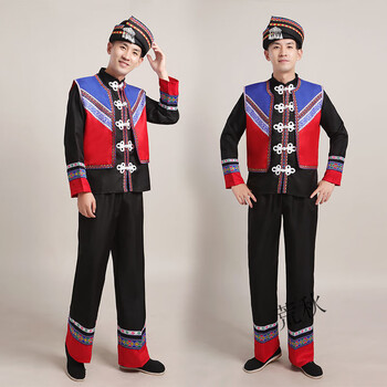 风与蓝天瑶族壮族男少数民族云贵川演出广西土家族彝族服装苗族定制