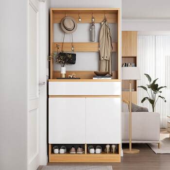 栎湘鞋柜衣帽架一体家用进门口鞋柜带挂衣架一体和挂衣柜入户门玄关柜