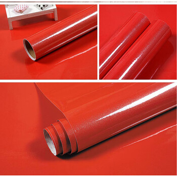 柜子的贴纸橱柜厨房防油防水书桌桌面衣柜装饰家具翻新贴纸自粘 红色