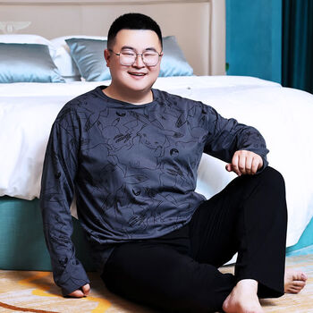 200-300斤超肥胖男睡衣加肥加大码睡衣男士胖子棉春秋夏款长袖休闲300