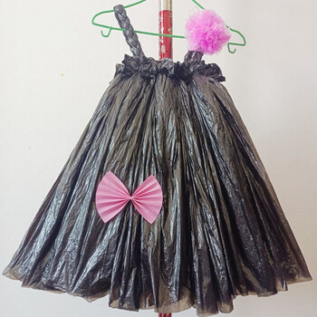 环保衣服儿童服装手工幼儿园时装秀亲子制作演出裙塑料袋走秀 黑色