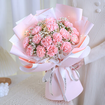 情人节玫瑰花束永生康乃馨仿真干花手捧花送女友闺蜜妈妈生日礼物