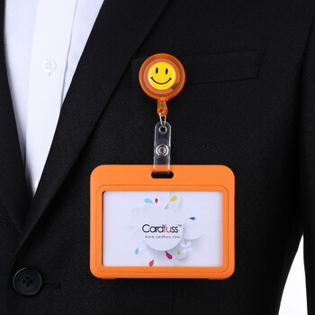 笑脸双面透明翻盖医生护士医院工作牌卡夹扣可伸缩扣门禁卡套胸牌吊牌