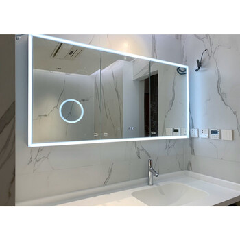 浴室镜柜led智能防雾镜柜厕所镜子带置物架挂墙式储物太空铝镜箱标配