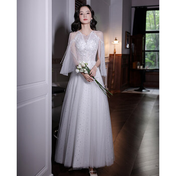 新款2022气质宴会高端结婚敬酒服伴娘晚装主持人女夏季yy0022白色s