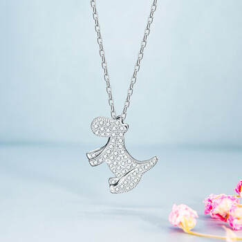 新款小清新萌宠犬小奶狗浪漫设计项链送老婆男友吊坠锁骨链七夕情人节礼物 定制银色 图片价格品牌报价 京东