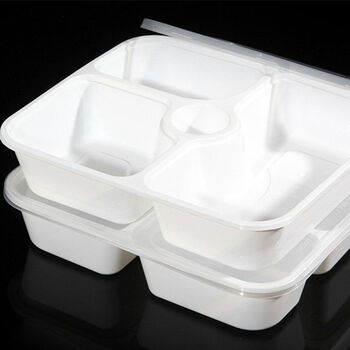 圆形三格四格一次性快餐盒饭盒加厚塑料打包外卖快餐盘多格 定制 3 1