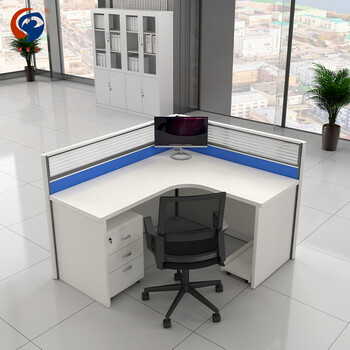 4米办公室转角屏风卡位职员办公桌 l型工位隔断电脑桌柜子组合简约