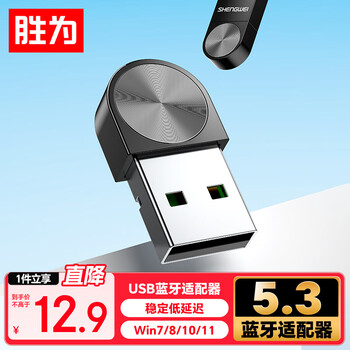 胜为USB蓝牙适配器5.3蓝牙音频接收器适用笔记本台式电脑手机无线蓝牙耳机音响鼠标键盘EBT5003G
