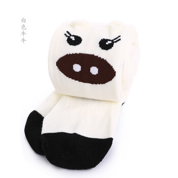 妙心坊儿童连裤袜春秋公主连体袜小孩连脚宝宝打底裤袜女童白色舞蹈袜子 57568牛牛本白 100适合95-105