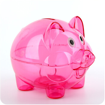 存钱罐透明塑料韩国创意可爱小猪猪储蓄罐儿童防摔储钱攒钱罐 大号玫