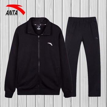 安踏运动套装男装2022年运动服夹克长裤两件套连帽外套休闲跑步服男