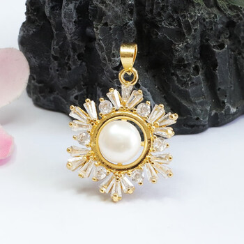 旨志淡水珍珠项链满钻雪花吊坠锁骨链首饰时尚母节礼物送妈妈送老婆