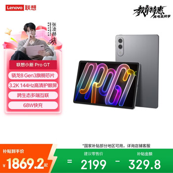 联想（Lenovo）小新PadPro GT 11.1英寸办公学习游戏AI平板电脑3.2K超清大屏骁龙8Gen3国家补贴 8+256G灰
