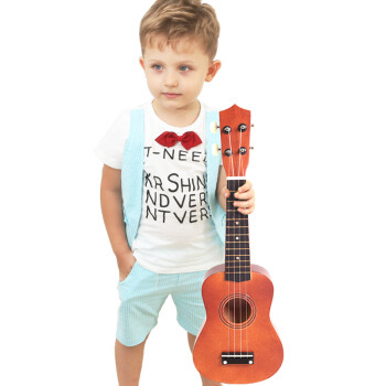 俏娃宝贝 QIAO WA BAO BEI 尤克里里初学者儿童小吉他可弹奏学生少女孩木质乐器男 咖啡色