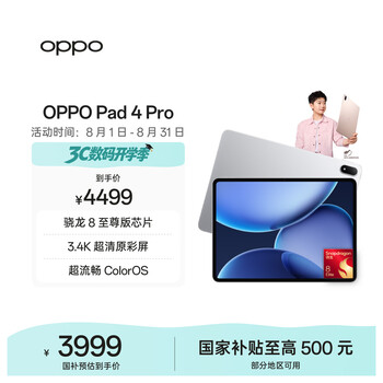OPPO Pad 4 Pro【国家补贴】13.2英寸平板电脑 高通骁龙8至尊版芯片 16GB+512GB 星河银
