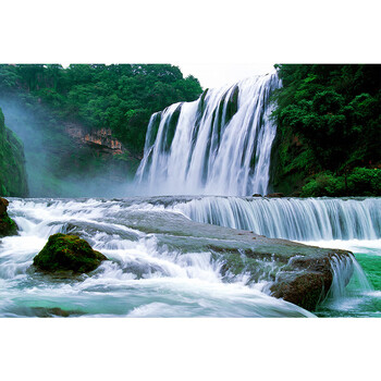 三维工匠黄果树瀑布墙贴画海报自然风景山水画流水生财家居客厅中堂